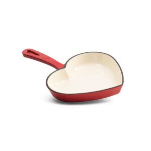SMITH AND CLARK IRONWORKS Red 9in Heart Shaped Cast Iron Fry Pan